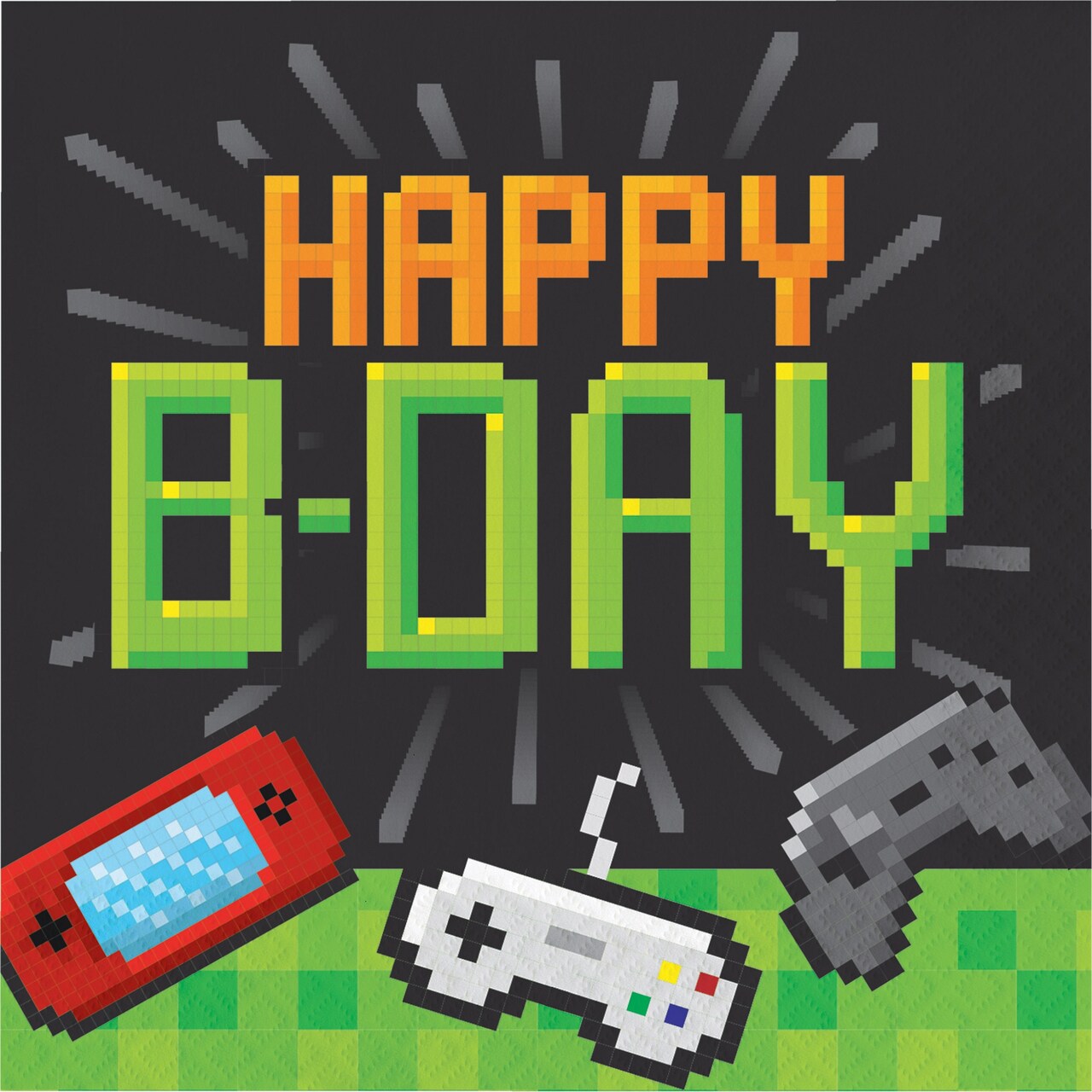 Party Central 2-Ply HAPPY B-DAY Disposable Party Luncheon Napkins - 6.5" - Club Pack of 192